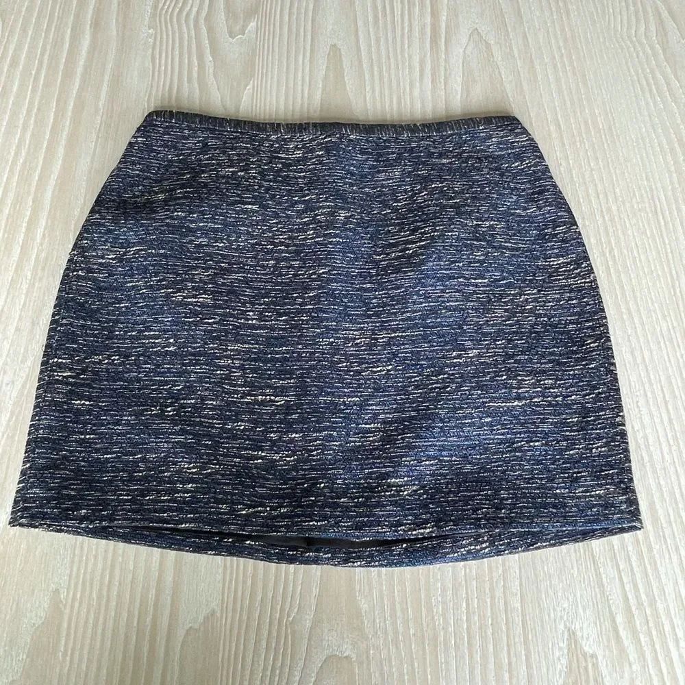 Madewell Courtyard Skirt Blue Tweed 8